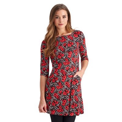Multi coloured red roses tunic